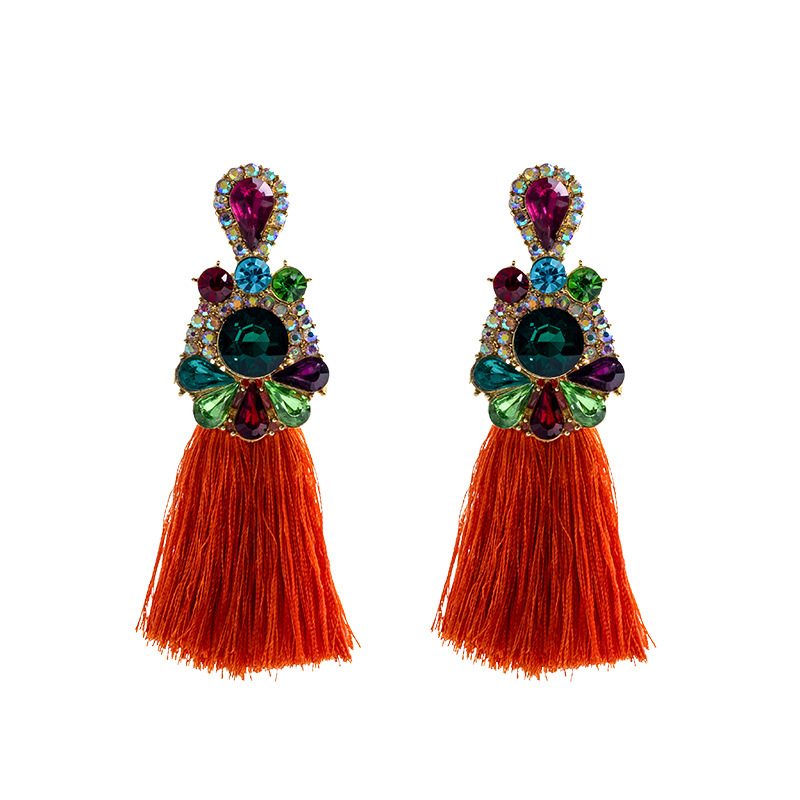 Ethnic Fashion Brands - Orecchini con Diamanti Colorati in Lega,